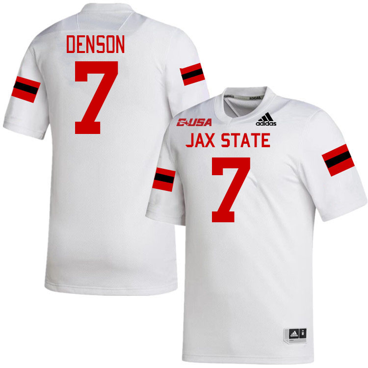 #7 Tee Denson Jacksonville State Gamecocks College Football Jerseys Stitched-White